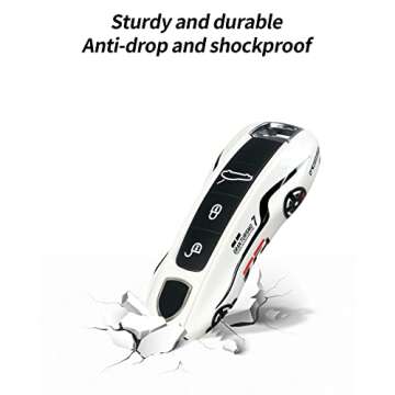 LIMBQS Car Key Protection Keychain, Key Cover for Porsche Macan Cayenne Panamera 911 (New White)