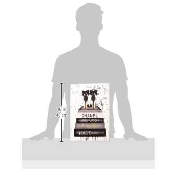 Stupell Industries Glam Fashion Book Stack Grey Bow Pump Heels Ink Wall Plaque, 10 x 15, Design by Artist Amanda Greenwood