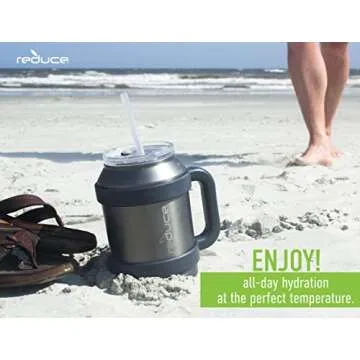 Reduce Tumbler, 50 oz – Stainless Steel Insulated Large Mug With Straw, Lid and Handle – 36 Hours Cold – For Cold and Hot Drinks – Sweat-Proof Body, Dishwasher Safe – Lavender, Opaque Gloss