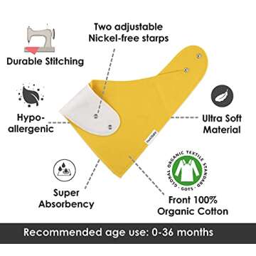 TheAZBaby Baby Bandana Drool Bibs for Boys and Girls, Organic, Plain colors, Unisex 8 Pack Baby Shower Gift Set for Teething and Drooling, Soft Absorbent and Hypoallergenic ( Solid Colors )