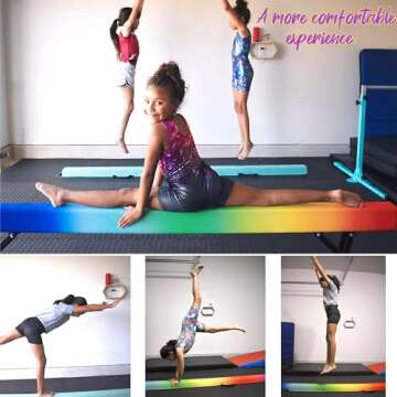 PreGymnastic 6FT/8FT/9.5FT Folding Balance Beam for Kids 3-12,Foldable Gymnastics Floor Beam-Extra F...