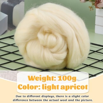 JUPEAN 3.53oz Soft Wool Roving for Felting Projects