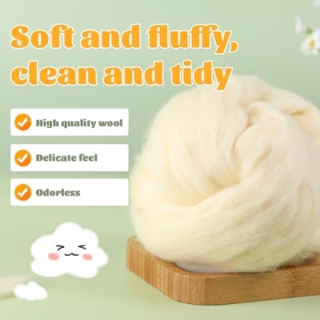 JUPEAN 3.53oz Soft Wool Roving for Felting Projects