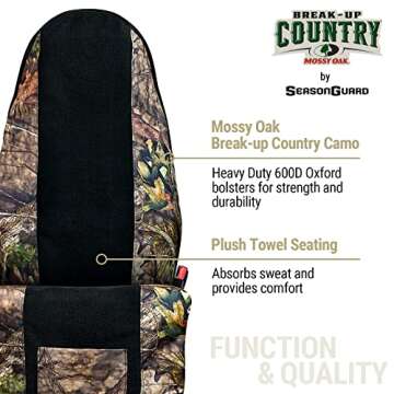Season Guard Mossy Oak Camo Car Seat Cover Towel Protector; Great for After Gym Workouts, Dogs, Kids...