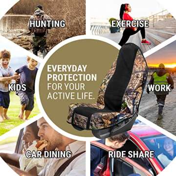 Season Guard Mossy Oak Camo Car Seat Cover Towel Protector; Great for After Gym Workouts, Dogs, Kids, and Outdoor Activities; Universal Fit for Cars SUVs MiniVans Trucks, EZ fit, Non Slip Grip, 1pc