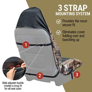 Season Guard Mossy Oak Camo Car Seat Cover Towel Protector; Great for After Gym Workouts, Dogs, Kids, and Outdoor Activities; Universal Fit for Cars SUVs MiniVans Trucks, EZ fit, Non Slip Grip, 1pc