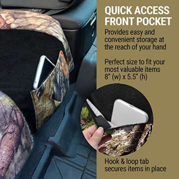 Season Guard Mossy Oak Camo Car Seat Cover Towel Protector; Great for After Gym Workouts, Dogs, Kids, and Outdoor Activities; Universal Fit for Cars SUVs MiniVans Trucks, EZ fit, Non Slip Grip, 1pc