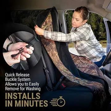 Season Guard Mossy Oak Camo Car Seat Cover Towel Protector; Great for After Gym Workouts, Dogs, Kids, and Outdoor Activities; Universal Fit for Cars SUVs MiniVans Trucks, EZ fit, Non Slip Grip, 1pc