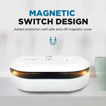 Cahot UV Light Sanitizer Box with Wireless Charging, 8 UV-C LED Lights for Phones, Toothbrushes, Nail Tools, Jewelry, and More (Pink)