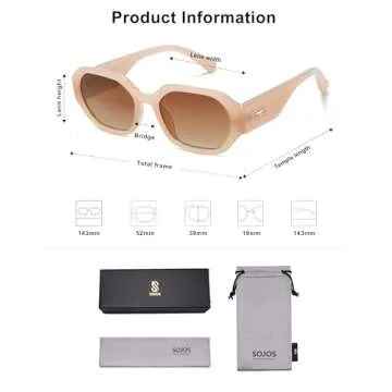 SOJOS Polarized Sunglasses For Women Retro Rectangle Womens Sun Glasses Trendy Narrow Square 90s Shades SJ2232 White Brown Grading