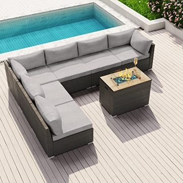 MODENZI Patio Sectional with Fire Pit for Outdoor Comfort