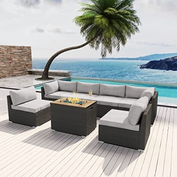 MODENZI Patio Sectional with Fire Pit for Outdoor Comfort