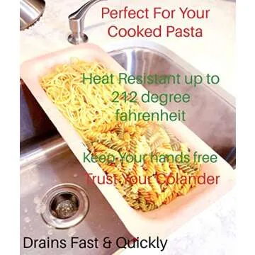 Extendable Colander Over the Sink Strainer basket - Extendable Sink Colander - Wash Fruits and Vegetable. Drain cooked Pasta and Dishes - Efficient Kitchen - Pink 8x19.5x2.8 inches