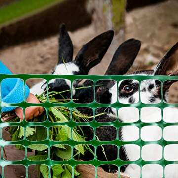 Sunnyglade 4 X100 Ft Outdoor Snow Fence Plastic Safety Temporary Garden Netting for Poultry,Rabbits, Chicken, Dogs,Dark Green (Green)