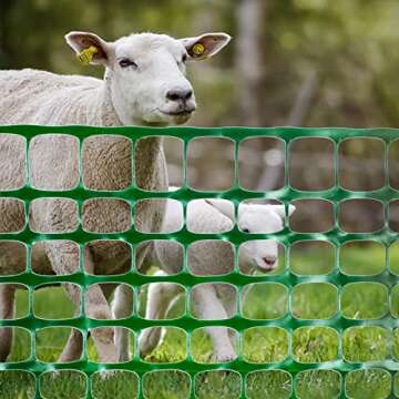 Sunnyglade 4 X100 Ft Outdoor Snow Fence Plastic Safety Temporary Garden Netting for Poultry,Rabbits, Chicken, Dogs,Dark Green (Green)