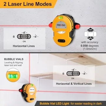 PREXISO 30Ft Laser Level with LED Light for Home Projects
