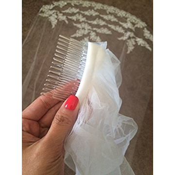 MisShow Ivory Lace Edge Wedding Veil for Brides