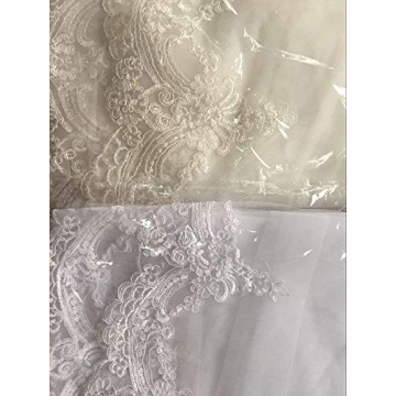 MisShow Ivory Lace Edge Wedding Veil for Brides