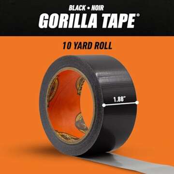 Gorilla Tape, Duct, Utility, Triple Layer Strength, Indoor & Outdoor, Weather Resistant Shell, 1.88 in x 10 yd, Black, (Pack of 2)