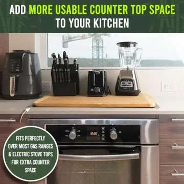 GREENER CHEF 36 Inch 4XL Extra Large Cutting Board with Lifetime Replacements - Wood Butcher Block Cutting Board - Bamboo Stove Top Cover for Extra Countertop Space - Giant Wood Charcuterie Board