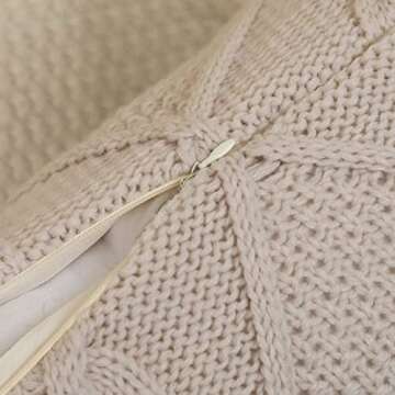 ANDUUNI Decorative Knitted Throw Pillow Covers Double-Cable Sweater Square Warm Cushion Cover for Sofa Bedroom Home Accent Decor