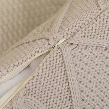 ANDUUNI Decorative Knitted Throw Pillow Covers Double-Cable Sweater Square Warm Cushion Cover for Sofa Bedroom Home Accent Decor
