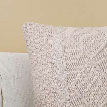 ANDUUNI Decorative Knitted Throw Pillow Covers Double-Cable Sweater Square Warm Cushion Cover for Sofa Bedroom Home Accent Decor