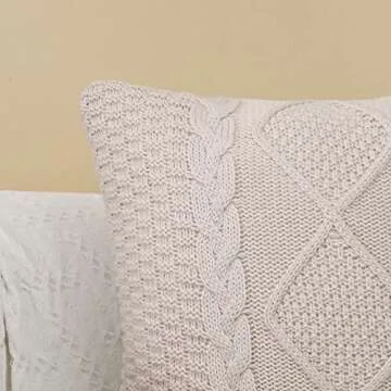 ANDUUNI Decorative Knitted Throw Pillow Covers Double-Cable Sweater Square Warm Cushion Cover for Sofa Bedroom Home Accent Decor