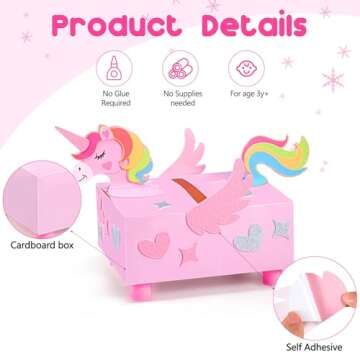 Pasimy Valentines DIY Mailbox for Kids with 33 Valentines Greeting Cards Valentine's Day Unicorn Card Box for School Classroom Boys Girls Gifts Exchange, Kids Valentines Gift for Party Favor Sets