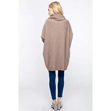 BOBIBI Women Oversized Cowl Neck Sweaters Long Sleeve Loose Fit Knitted Pullover,Khaki
