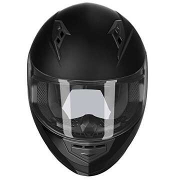 GLX GX11 Compact Motorcycle Helmet - Matte Black, X-Large Full Face DOT Approved with Tinted Visor