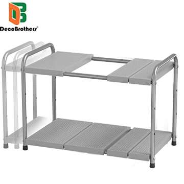 Deco Brothers Under Sink 2 Tier Expandable Shelf Organizer, Gray