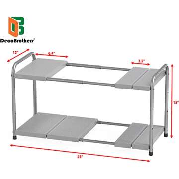 Deco Brothers Under Sink 2 Tier Expandable Shelf Organizer, Gray