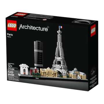 LEGO Architecture Paris Model Building Set - Detailed Display Building Blocks for Kids, Boys and Gir...