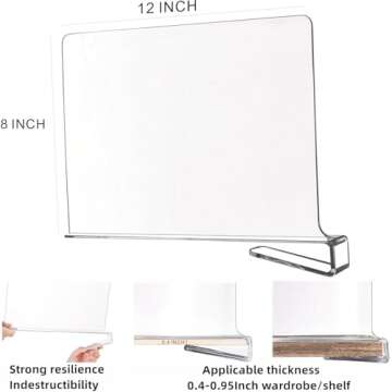 10 Pack Closet Organizers and Storage,Clear Acrylic Shelf Dividers for Vertical Purse Organizer,Book...