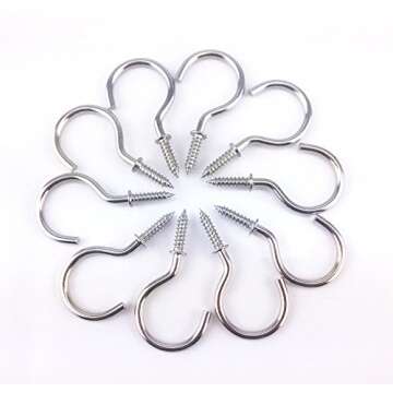 Yueton 50pcs Metal Screw-in Ceiling Hooks Cup Hooks (Nickel)