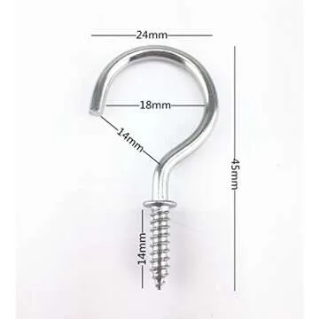 Yueton 50pcs Metal Screws Cup Hooks - Durable & Versatile