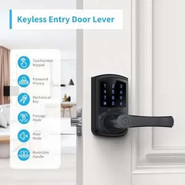 Signstek Keyless Entry Door Lock with Handle, Digital Keypad Door Knob, Smart Electronic Lock with C...