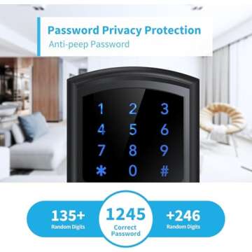 Signstek Keyless Entry Door Lock with Handle, Digital Keypad Door Knob, Smart Electronic Lock with Code, Touchscreen, Auto-Locking, Matte Black