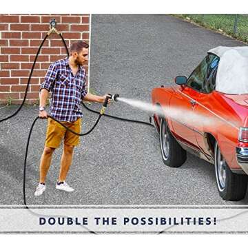 Morvat Heavy Duty Brass 2 way Y Splitter Garden Hose Hexagonal Connector with Comfortable Grip Shut Off Valves, Adapter for Water Tap, Outlet, & Spigot, Includes 2 Extra Rubber Washers & Teflon Tape