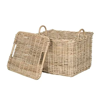 KOUBOO Rattan Storage Basket with Lid - Decorative & Durable
