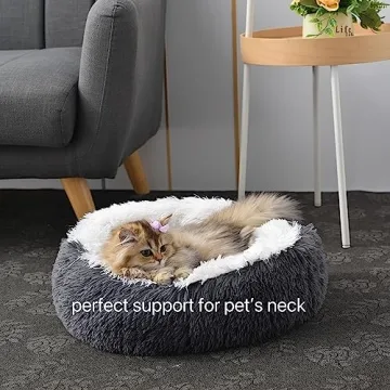 Calming Cat Bed for Indoor Cats - Cozy, Plush & Washable