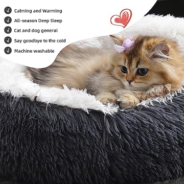 Calming Cat Bed for Indoor Cats - Cozy, Plush & Washable