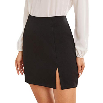WDIRARA Women's Split Hem Mini Workwear Skirt Black