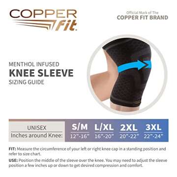 COPPER FIT ICE Knee Compression Sleeve for Pain Relief