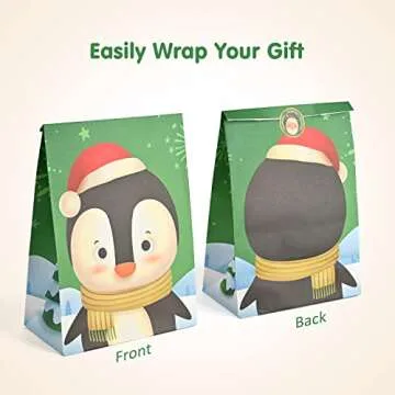 Mocoosy 24 Pack Christmas Party Favor Bags, Xmas Goodie Bags for Kids Birthday Party, Holiday Candy Treat Bags Small Paper Gift Bags for Christmas Winter Elf Theme Party Baby Shower Supplies