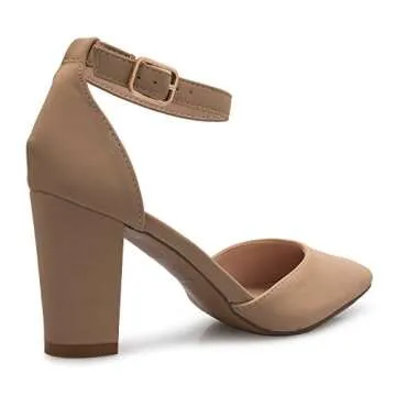Olivia K D'Orsay Ankle Strap Block Heel Pump - Classic Style