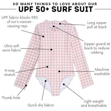 SwimZip® Girls' Long Sleeve UPF 50+ One-Piece Swimsuit - 2 Years to 14 Years