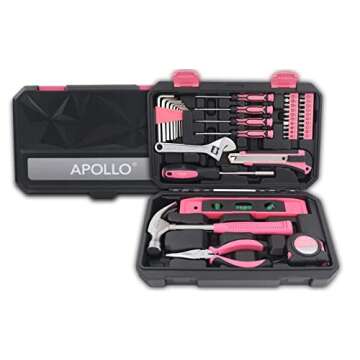 Apollo Tools 39 Piece General Household Tool Set in Toolbox Storage Case with Essential Hand Tools f...
