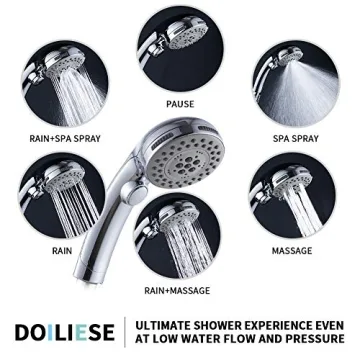 High Pressure 6 Setting Shower Head with ON/OFF Switch